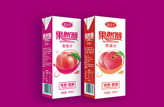 果然醇苹果汁、蜜桃--汁包装设计